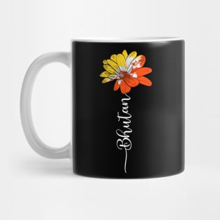 Vintage Bhutan Sunflower Flag Bhutan Lover Mug